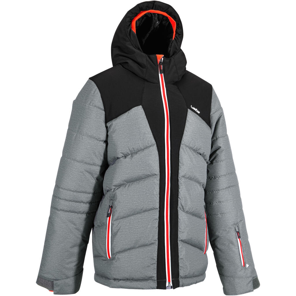 CHILDREN'S SKI JACKET WARM 500 - GREY AND BLACK