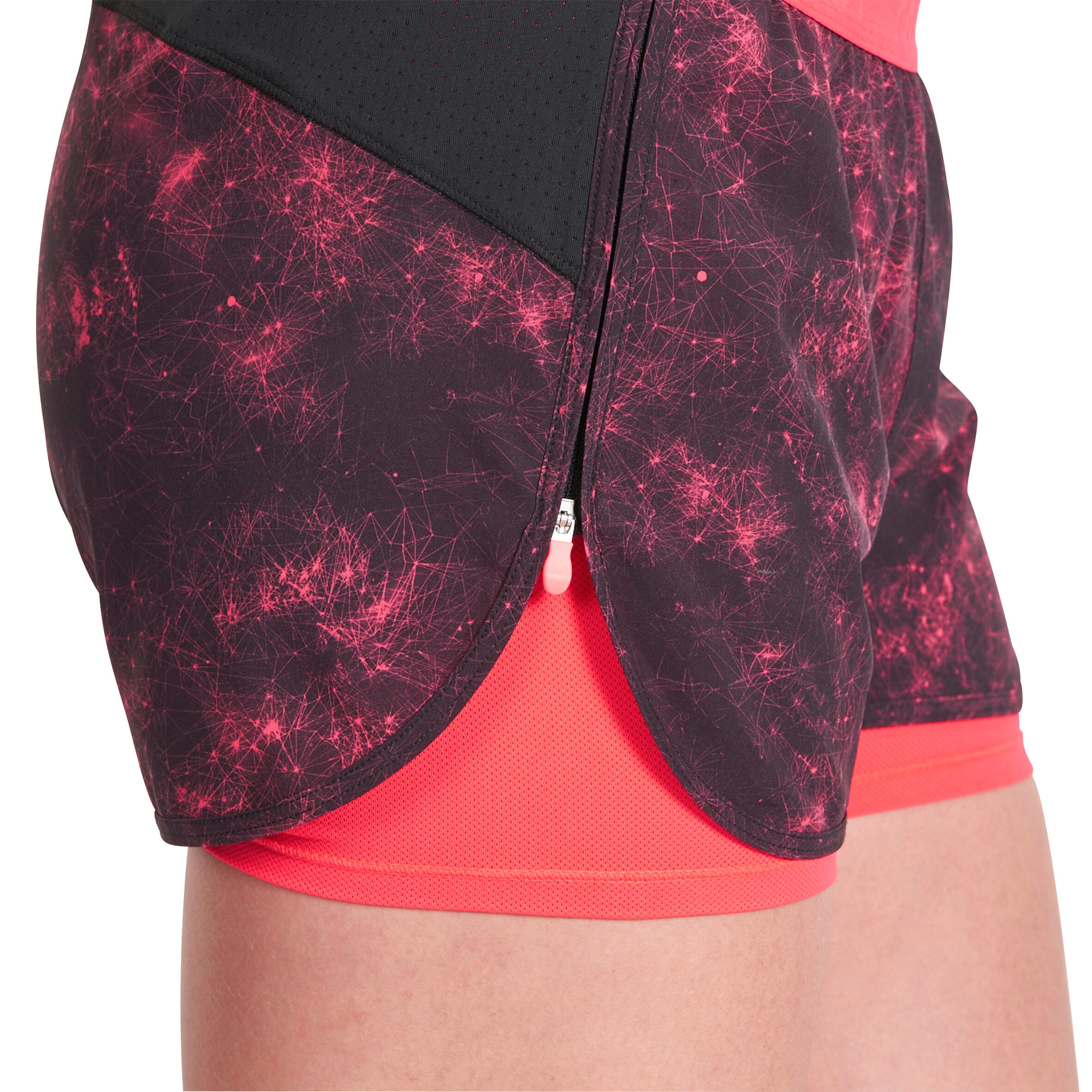 Energy Xtreme Women's 2-in-1 Fitness Shorts - Black/Pink Print 8/14