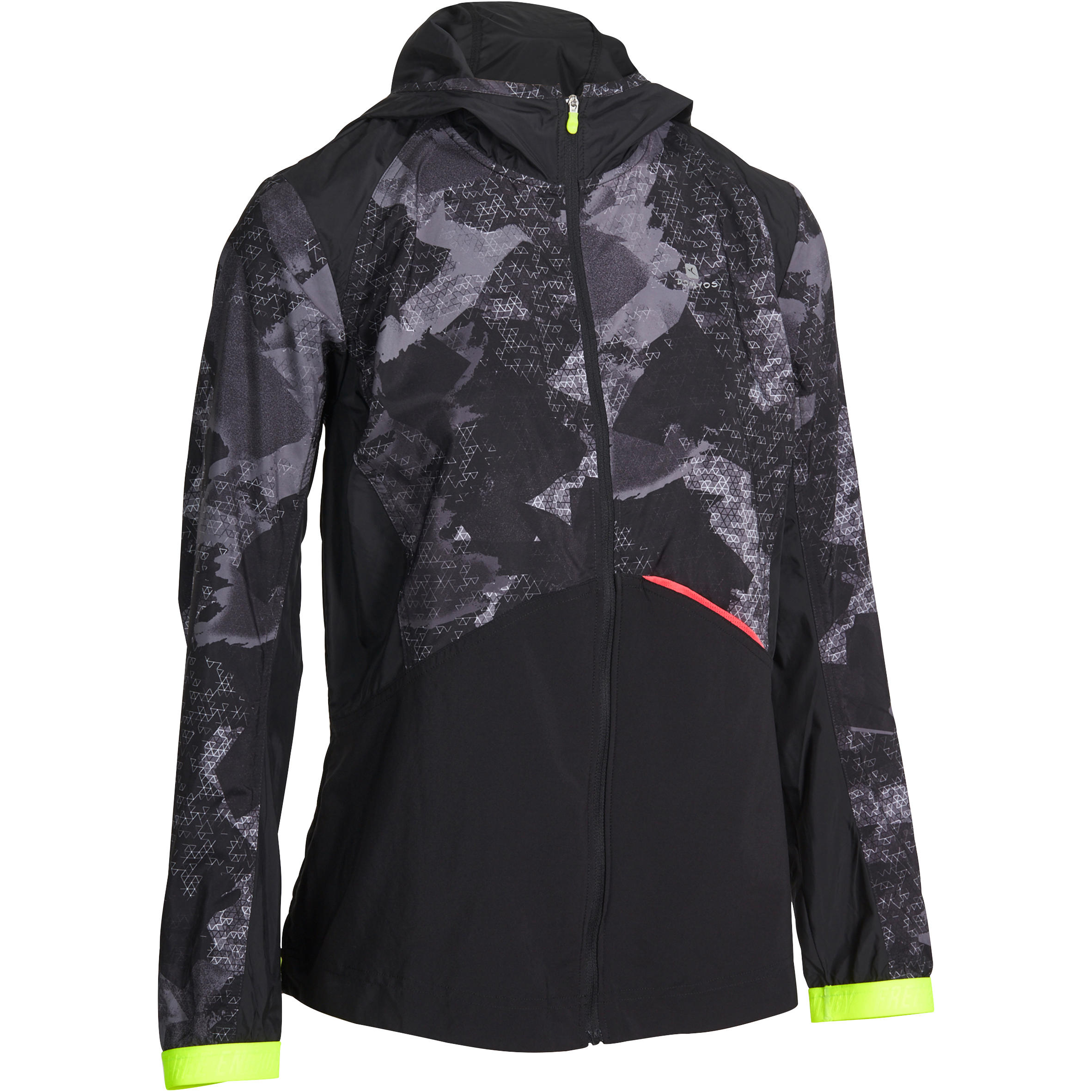 DOMYOS Energy+ Women's Hooded Fitness Jacket - Black Print