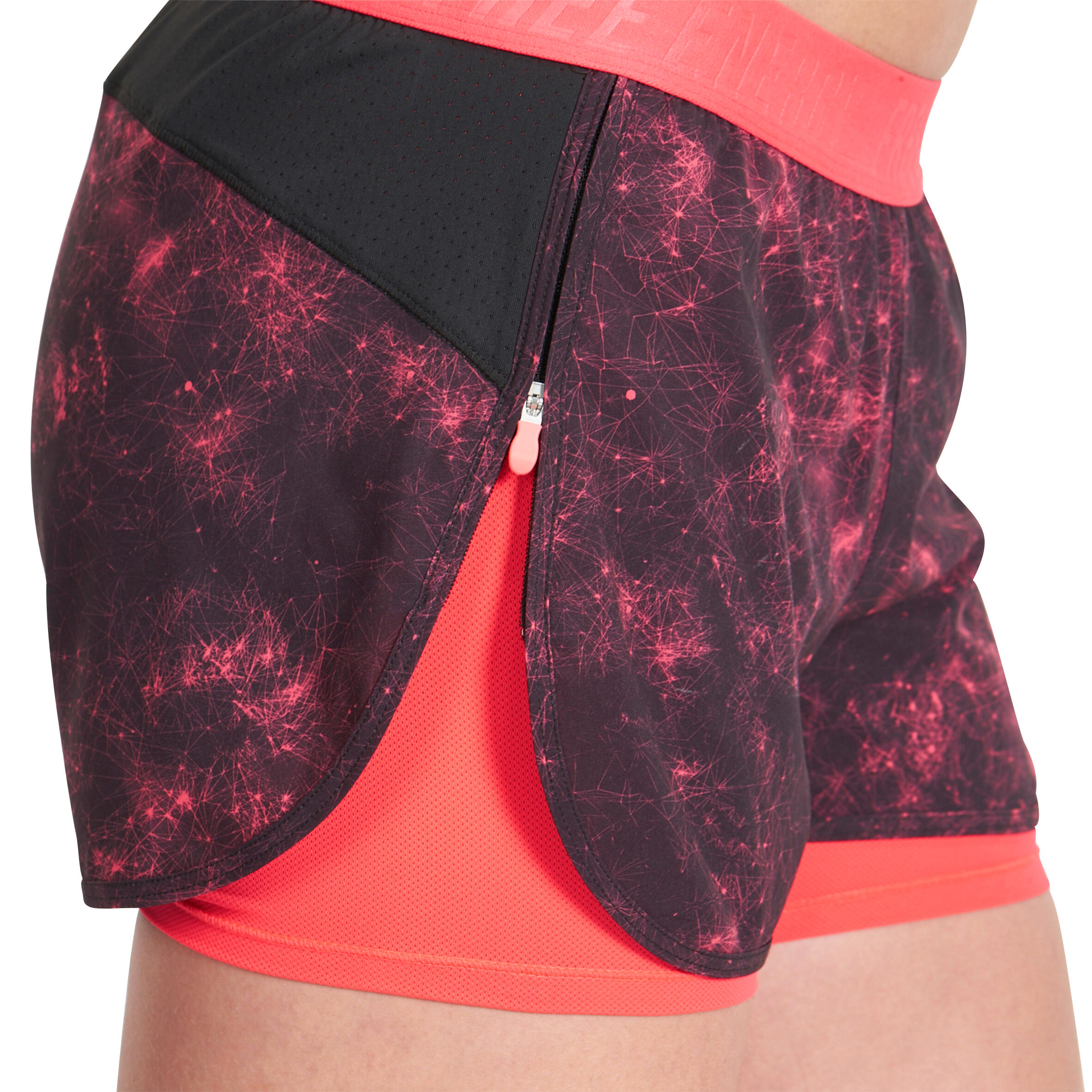 Energy Xtreme Women's 2-in-1 Fitness Shorts - Black/Pink Print 9/14
