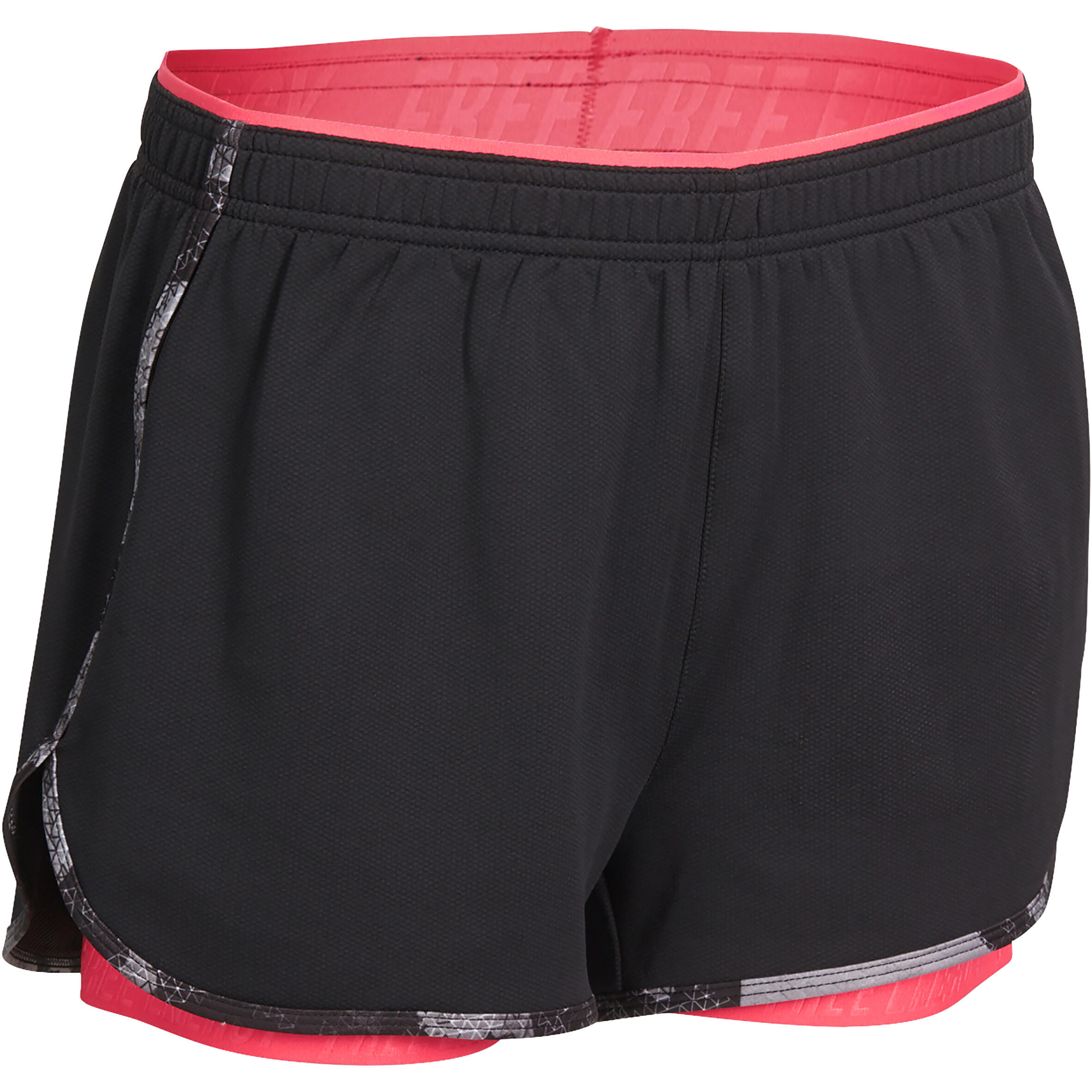 Energy+ Women's 2-in-1 Fitness Shorts - Black/Pink DOMYOS | Decathlon