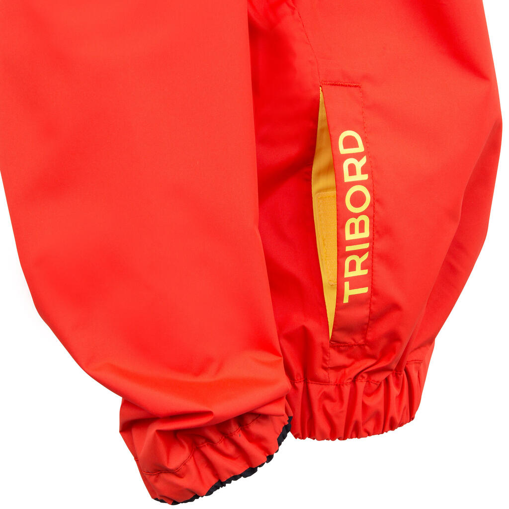 100 Children's Dinghy/Catamaran Windproof Anorak - Red Coral/Yellow