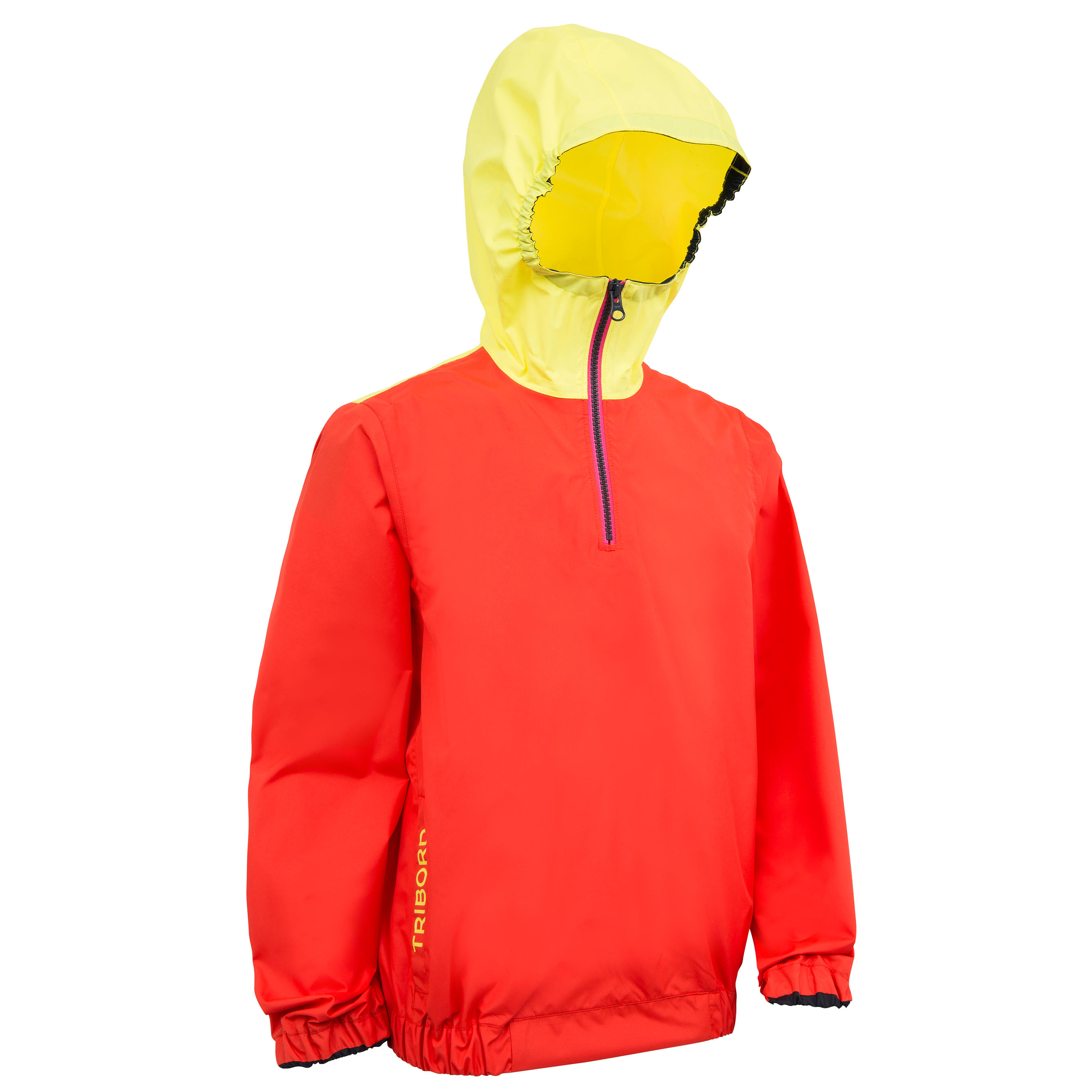 Coupe vent vareuse deriveur catamaran enfant 100 rouge corail jaune Decathlon