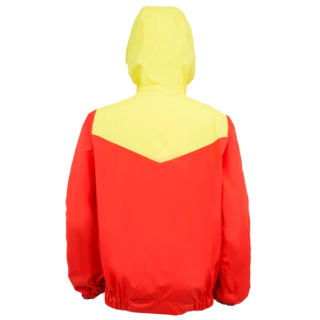 Coupe vent vareuse dériveur/catamaran enfant 100 rouge corail/jaune