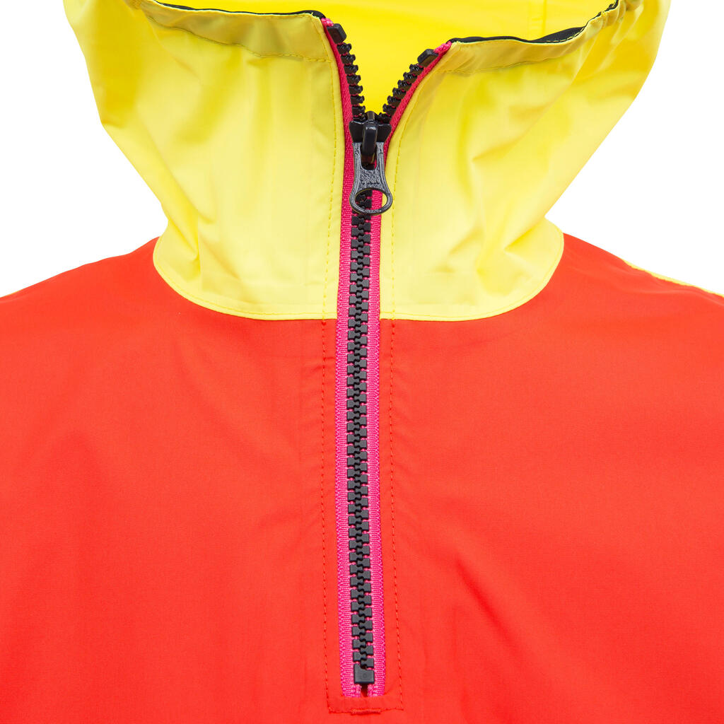 100 Children's Dinghy/Catamaran Windproof Anorak - Red Coral/Yellow