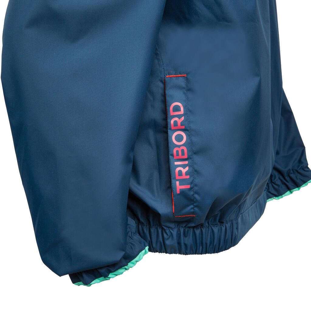 100 Children's Dinghy/Catamaran Windproof Anorak - Dark Blue/Red Coral