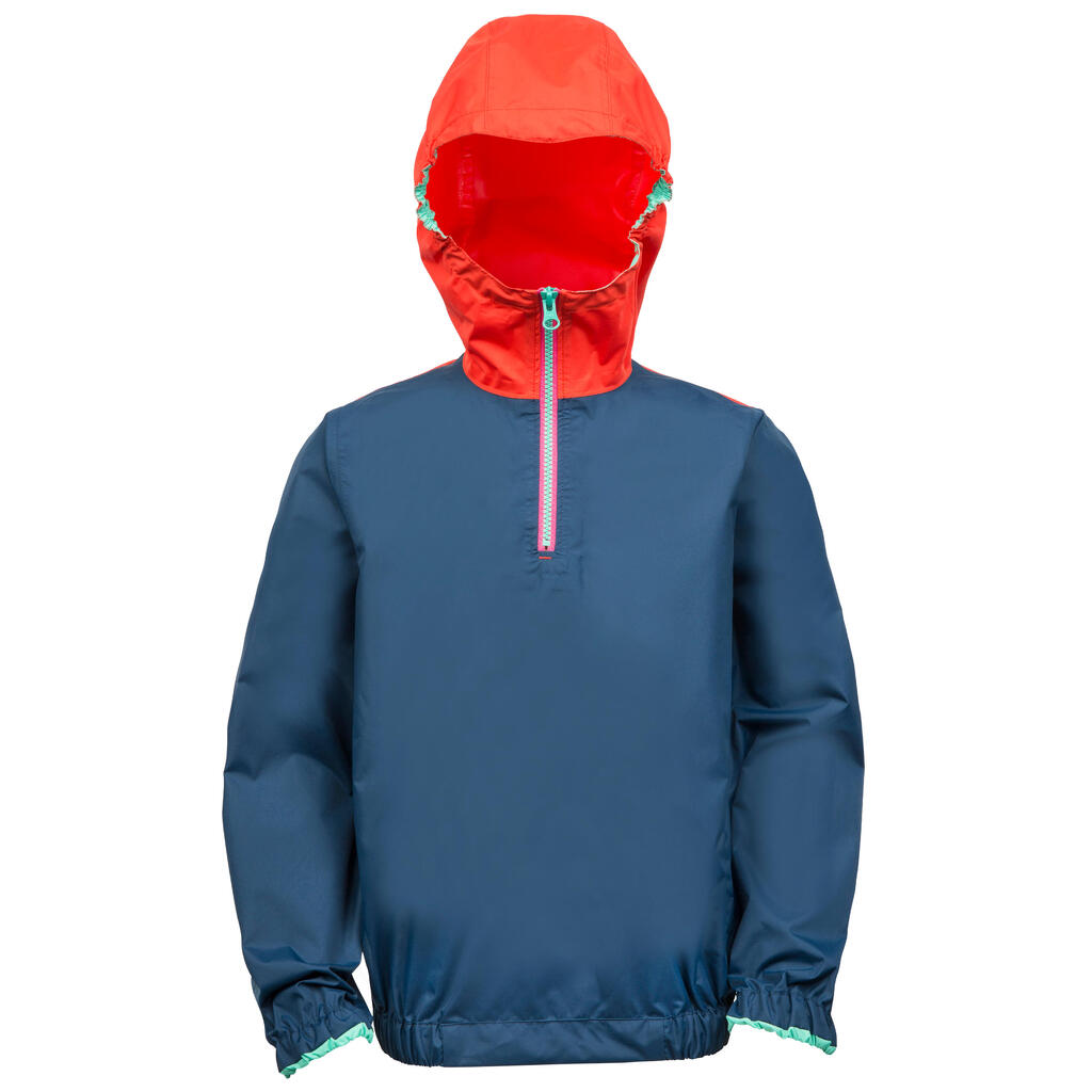 100 Children's Dinghy/Catamaran Windproof Anorak - Dark Blue/Red Coral