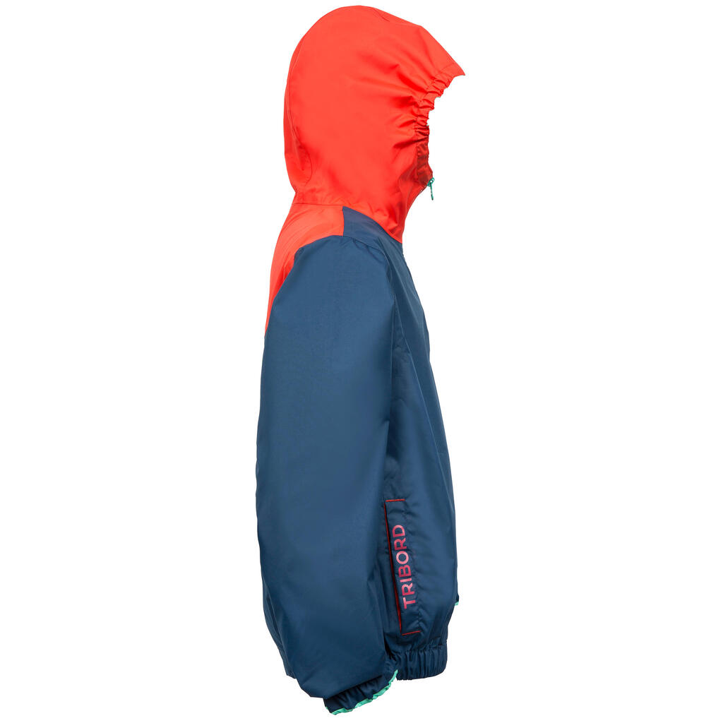 100 Children's Dinghy/Catamaran Windproof Anorak - Dark Blue/Red Coral