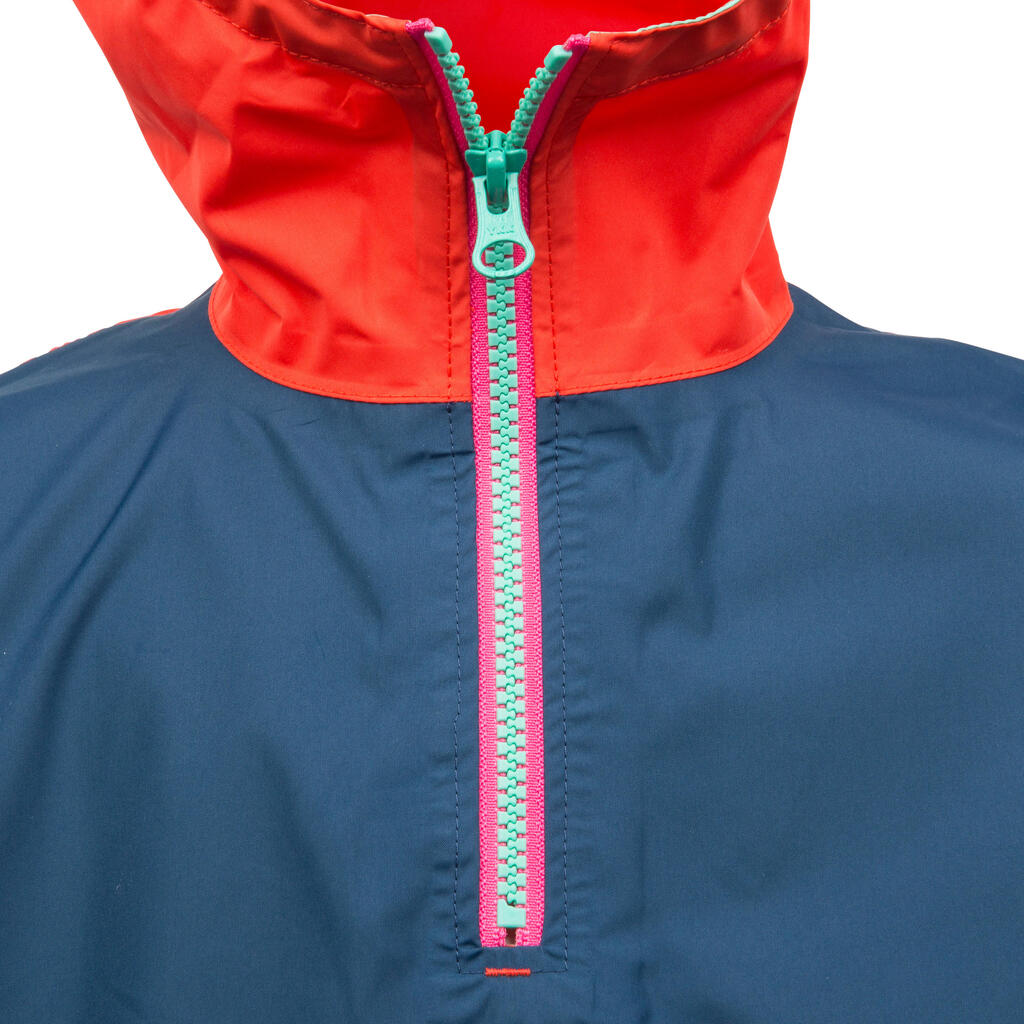 100 Children's Dinghy/Catamaran Windproof Anorak - Dark Blue/Red Coral