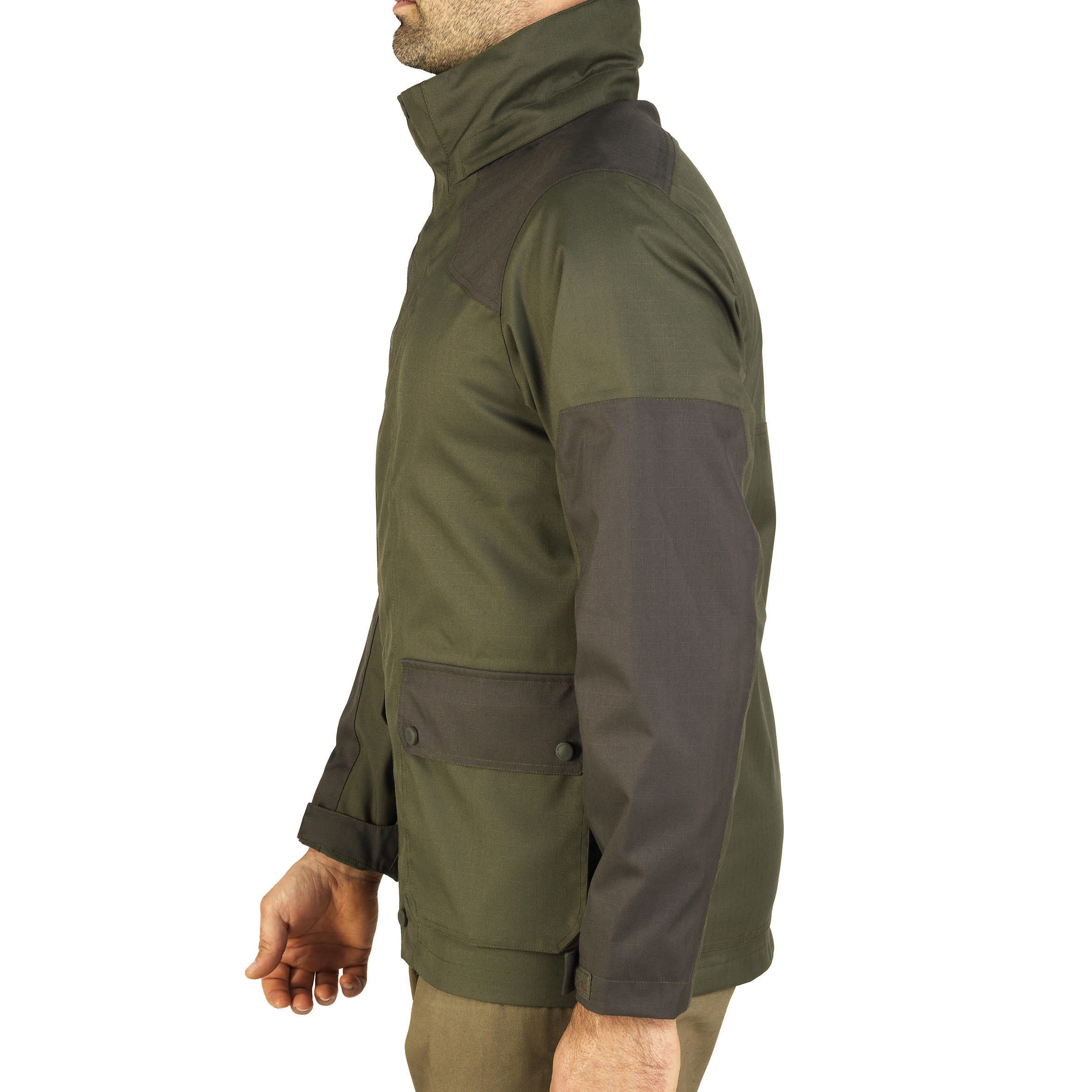 VESTE CHASSE IMPERMEABLE VERTE 100 Vert Bronze / Brun Kaki / Rouille Homme