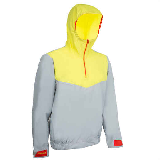 
      100 Adult's Dinghy/Catamaran Windproof Anorak - Light Grey/Yellow
  