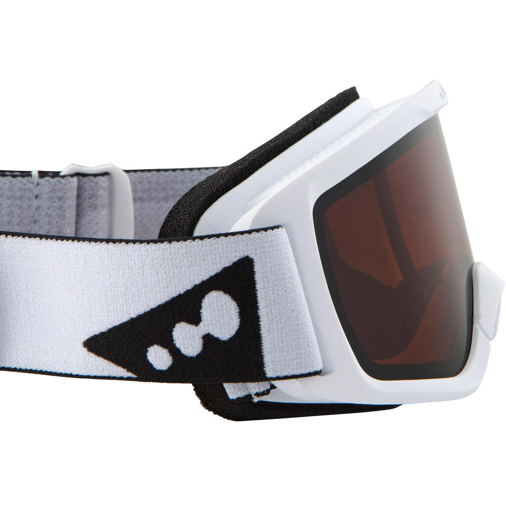 Okuliare na lyže a snowboard G 140 pre deti a dospelých do jasného počasia biele