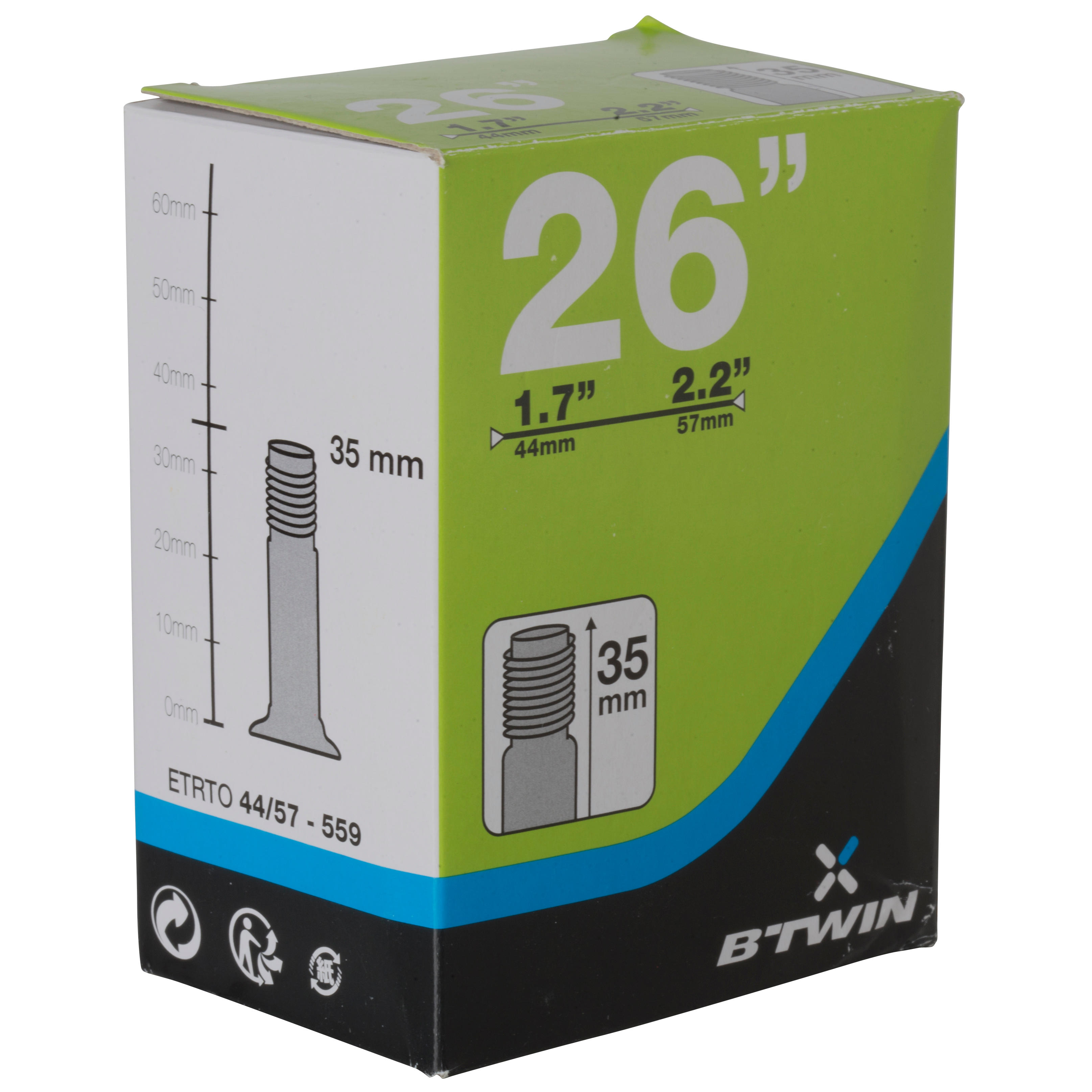 

26x1.7/2.2 35 mm Schrader Valve Inner Tube -  By BTWIN | Decathlon