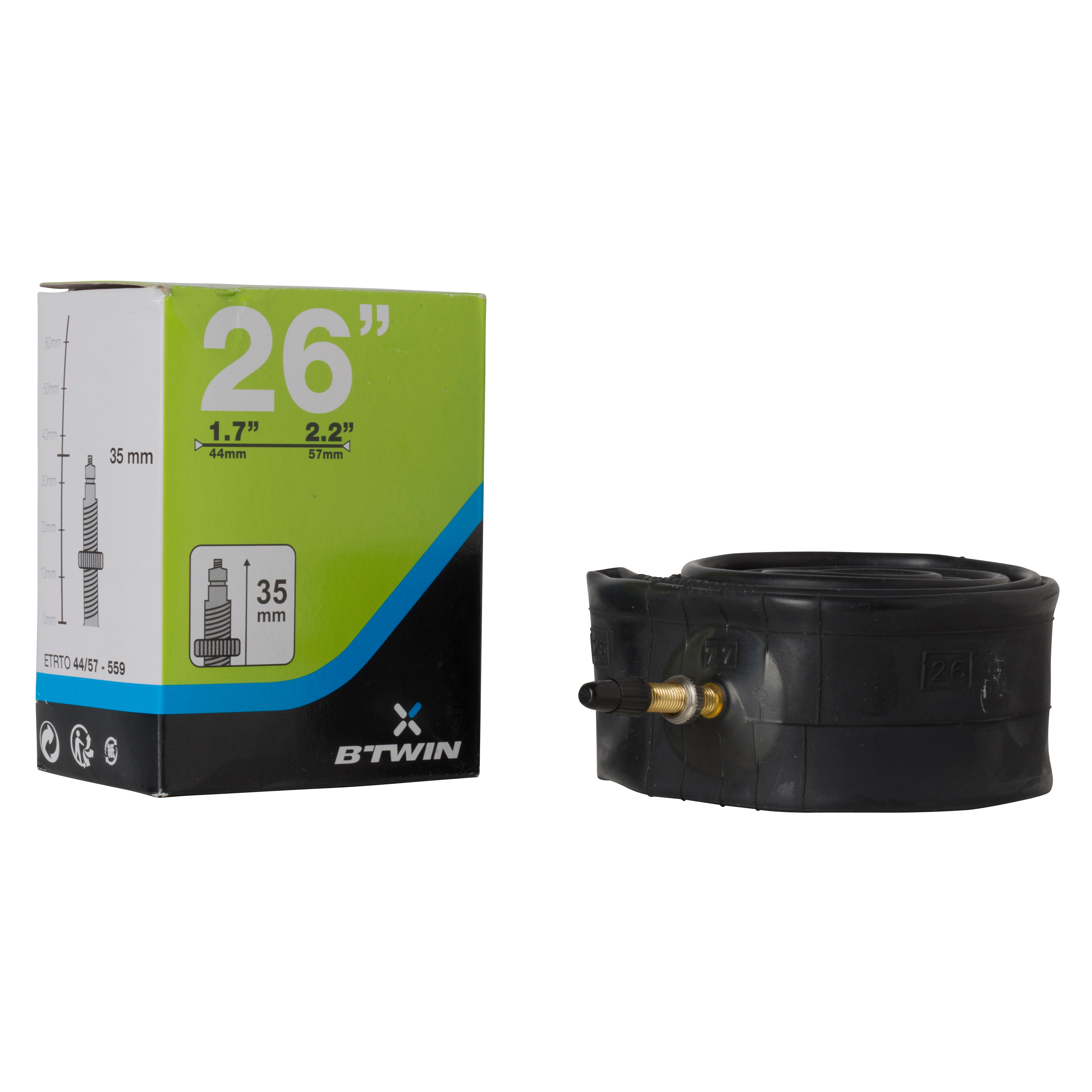 

26x1.7/2.2 35mm Inner Tube - Presta -  By BTWIN | Decathlon