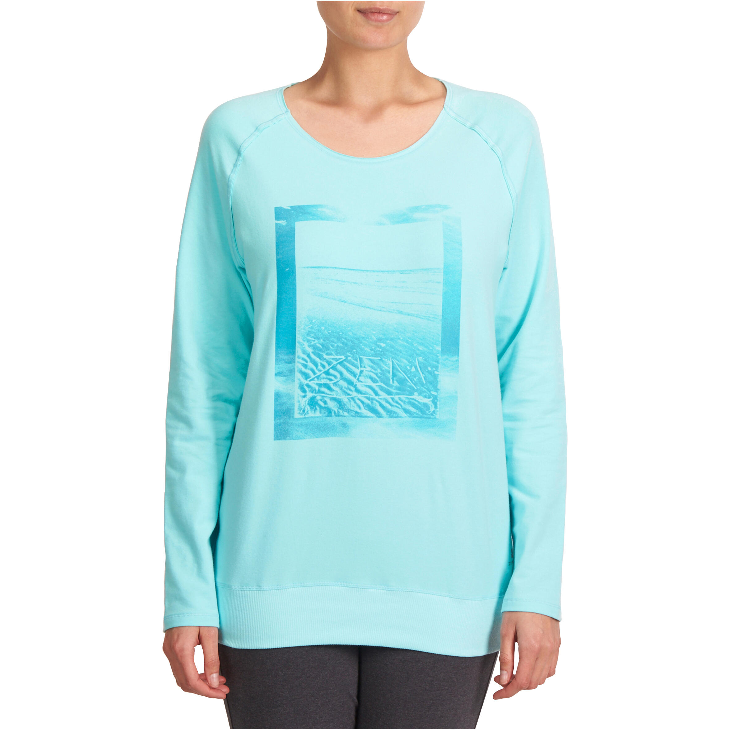 Women's Organic Cotton Long-Sleeved Yoga T-Shirt - Blue 2/13