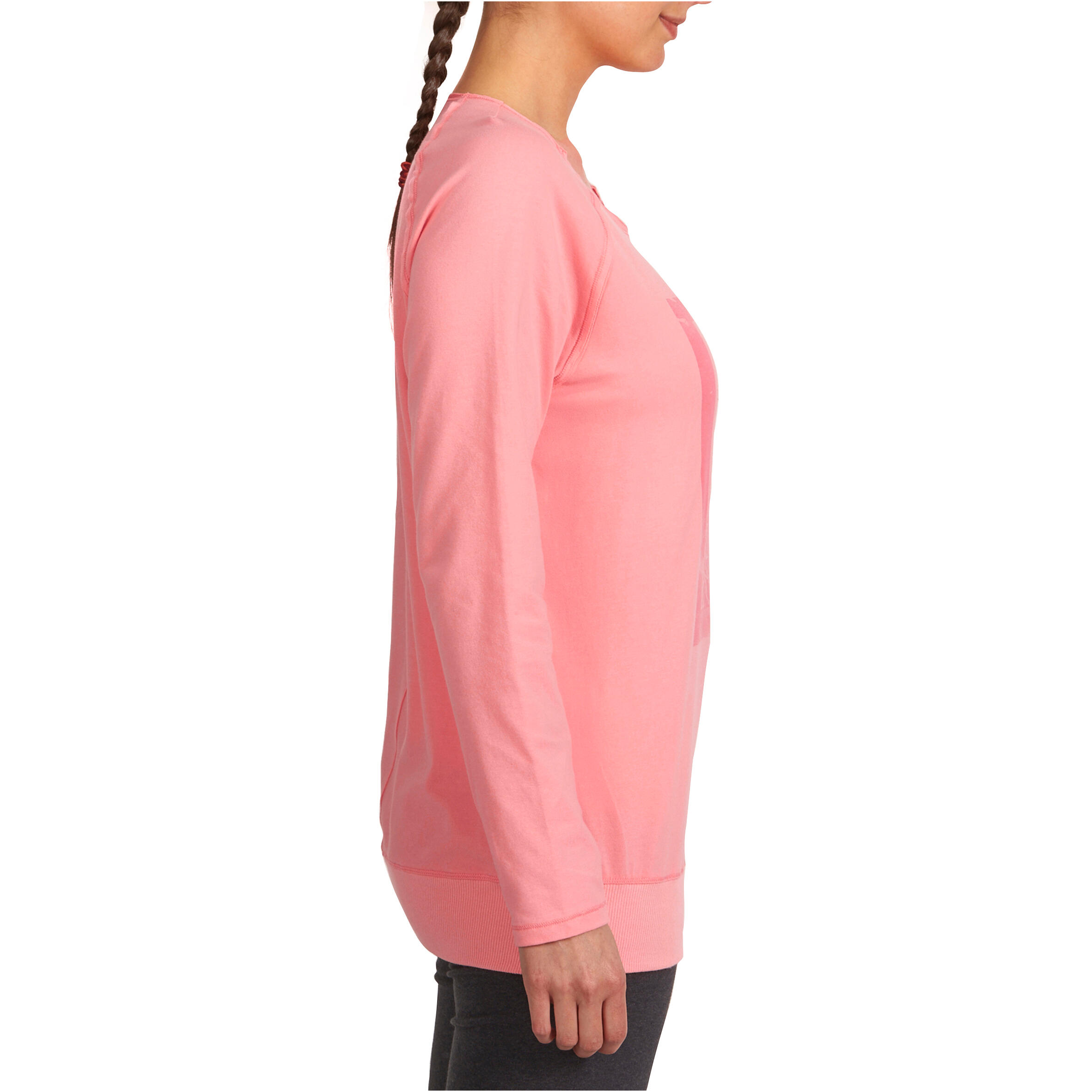 Women's Organic Cotton Long-Sleeved Yoga T-Shirt - Coral 3/13