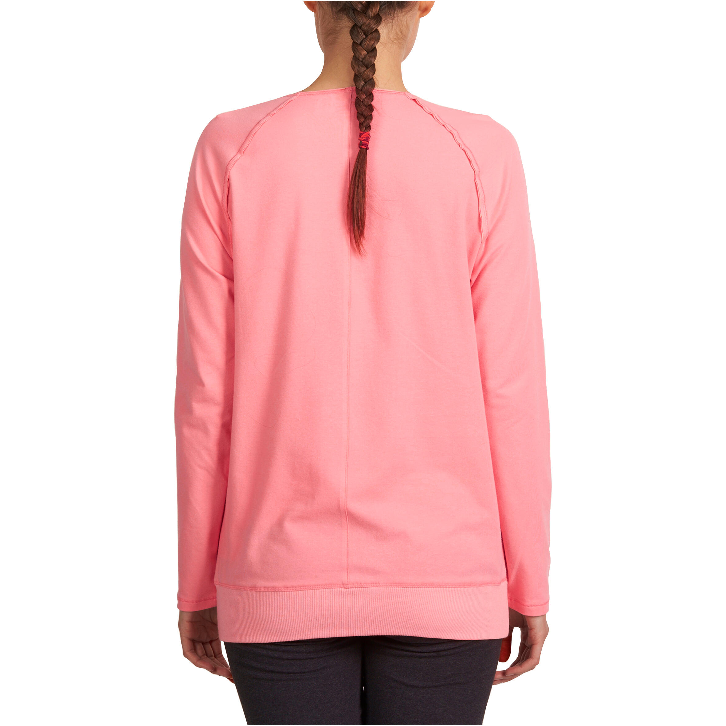 Women's Organic Cotton Long-Sleeved Yoga T-Shirt - Coral 4/13