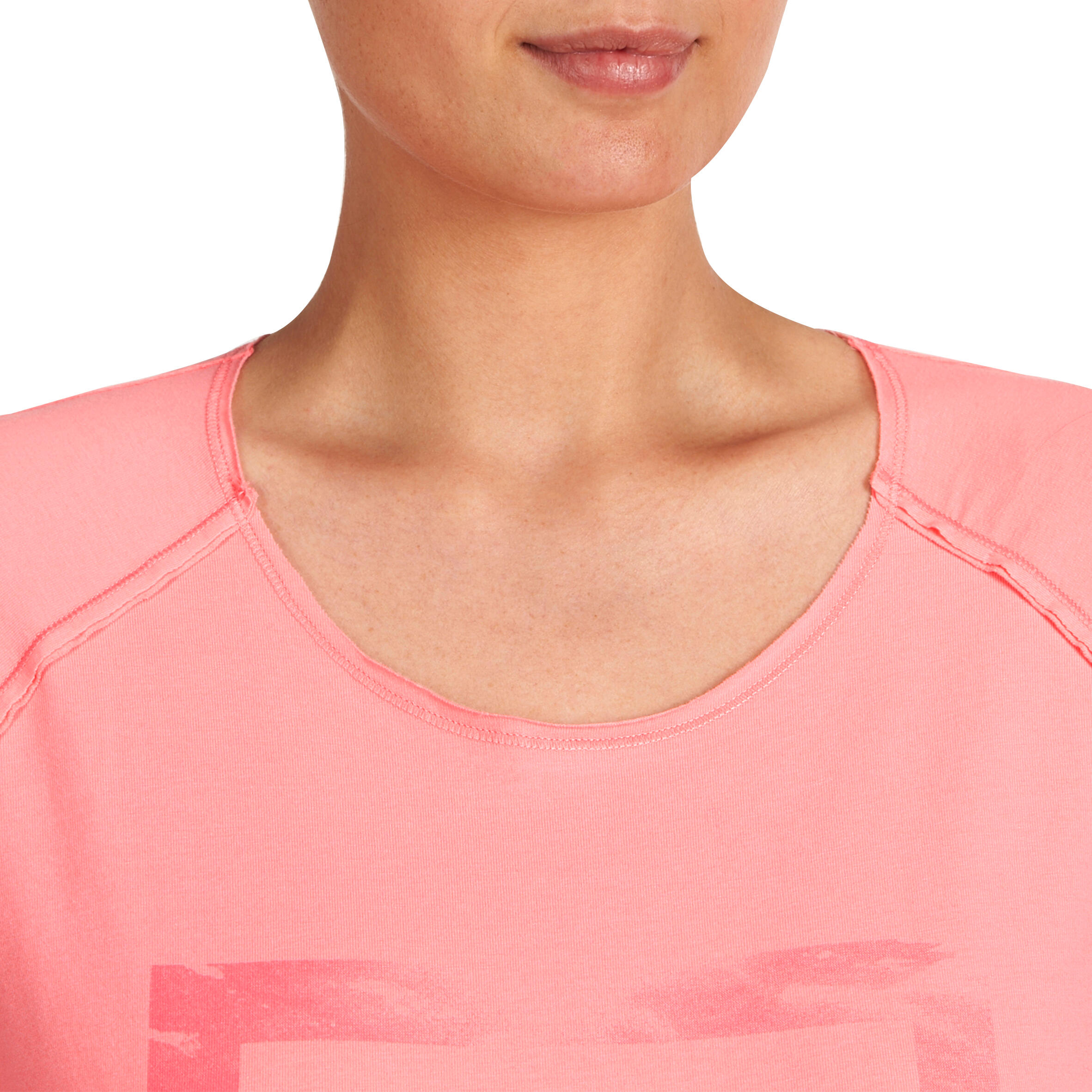 Women's Organic Cotton Long-Sleeved Yoga T-Shirt - Coral 6/13