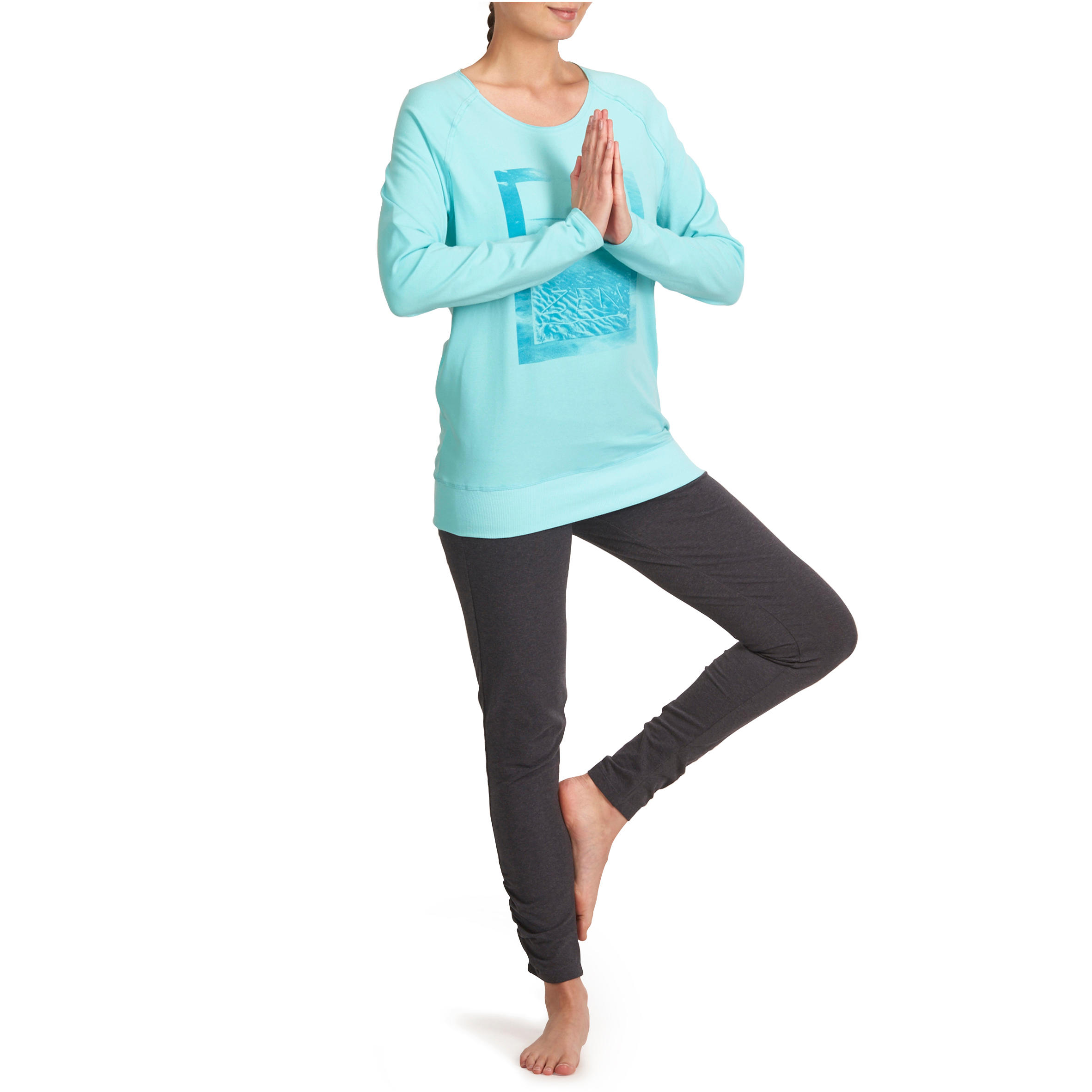 Women's Organic Cotton Long-Sleeved Yoga T-Shirt - Blue 13/13