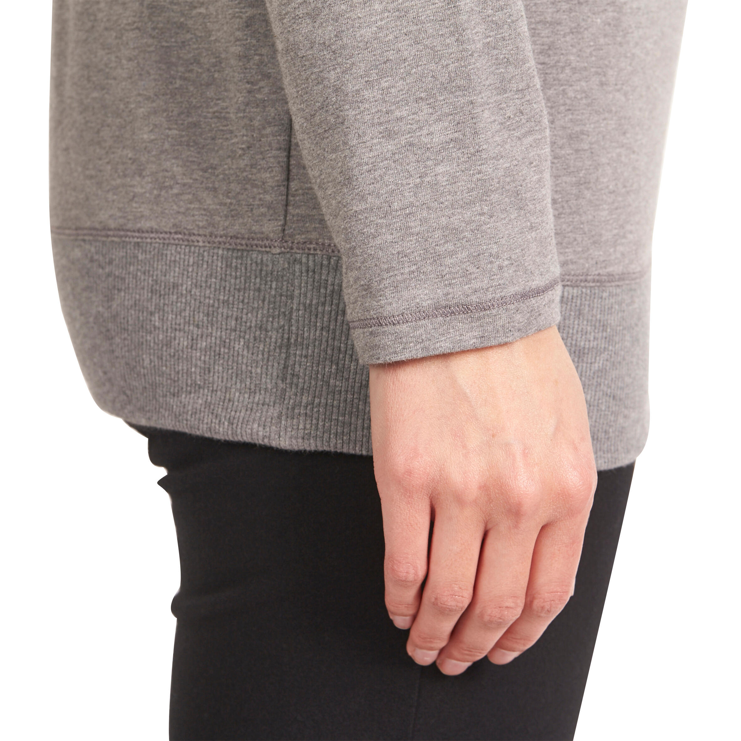 Women's Organic Cotton Long-Sleeved Yoga T-Shirt - Mottled Grey 8/12