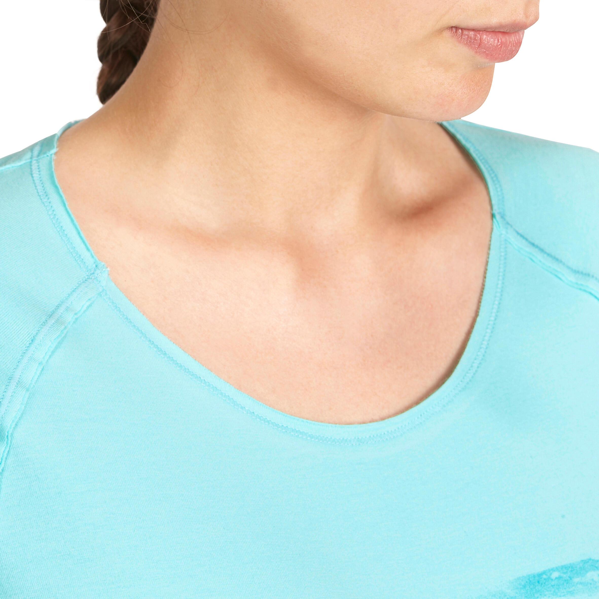 Women's Organic Cotton Long-Sleeved Yoga T-Shirt - Blue 8/13