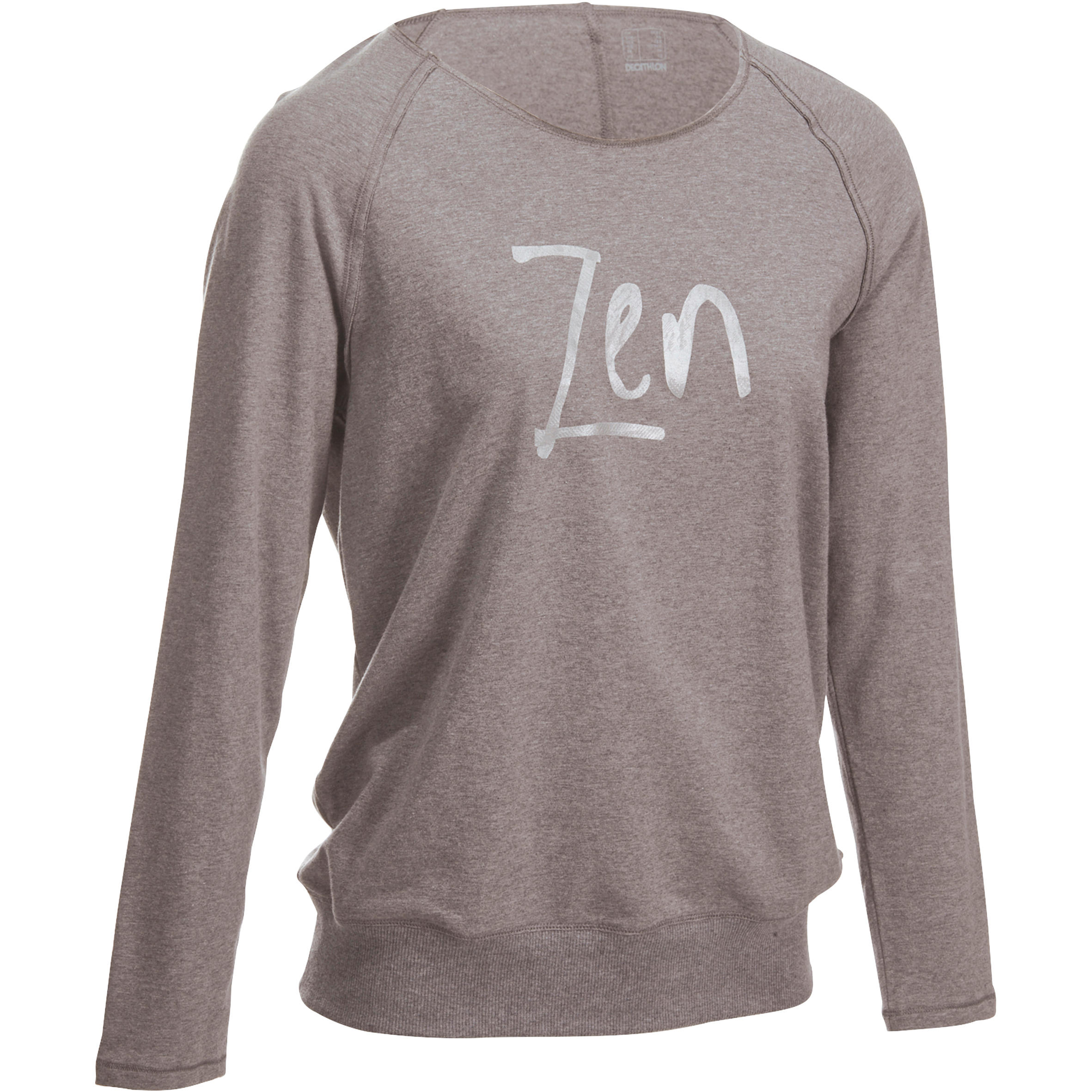 Women's Organic Cotton Long-Sleeved Yoga T-Shirt - Mottled Grey 1/12