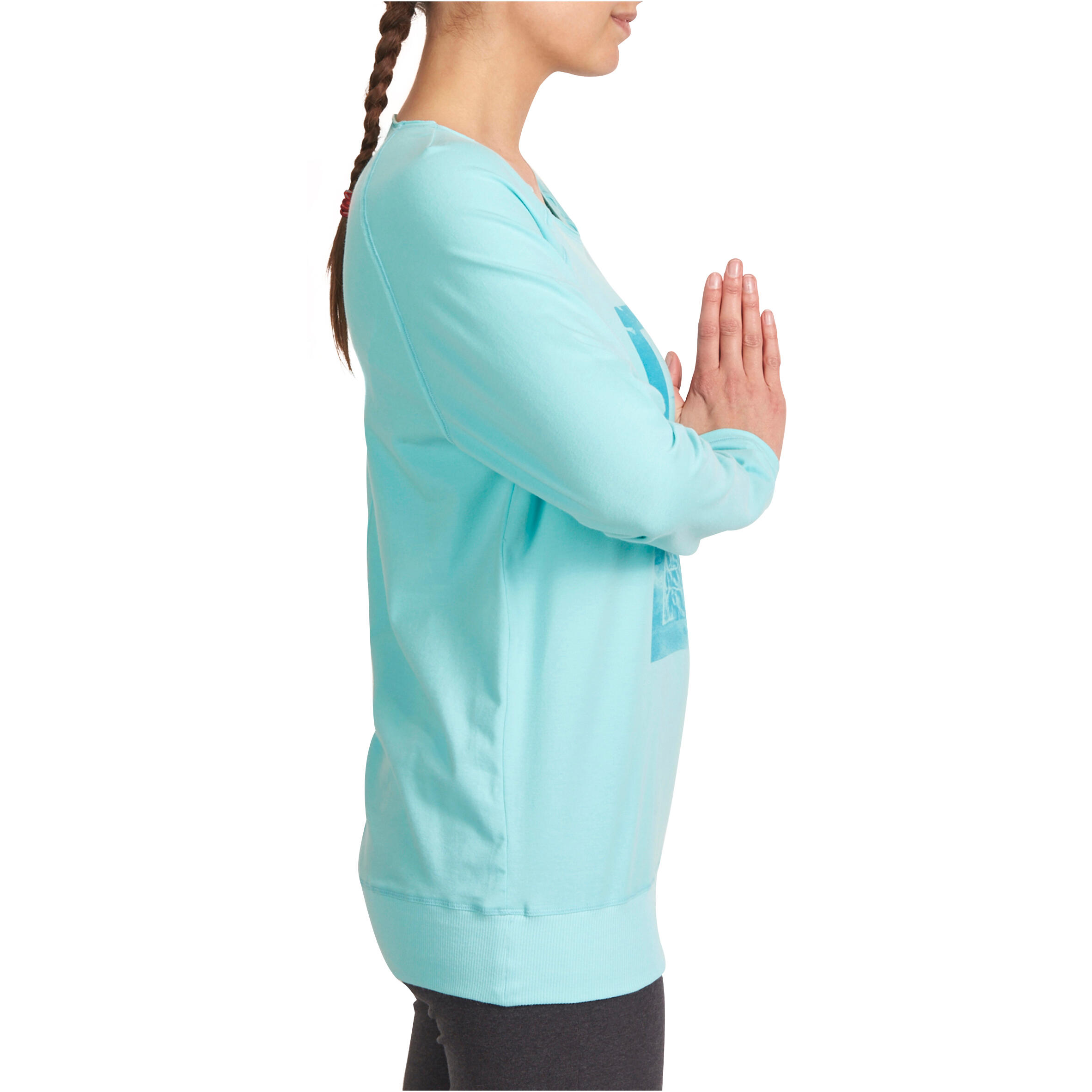 Women's Organic Cotton Long-Sleeved Yoga T-Shirt - Blue 3/13