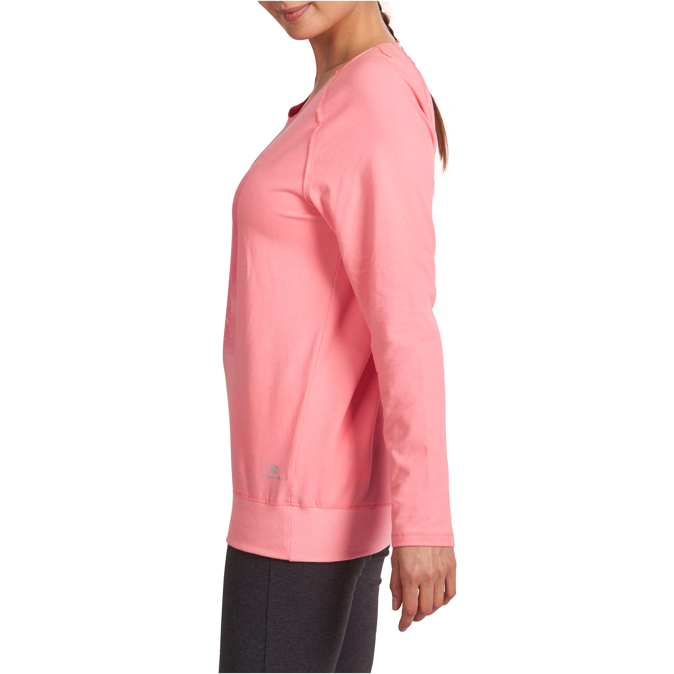 Women's Organic Cotton Long-Sleeved Yoga T-Shirt - Coral 5/13