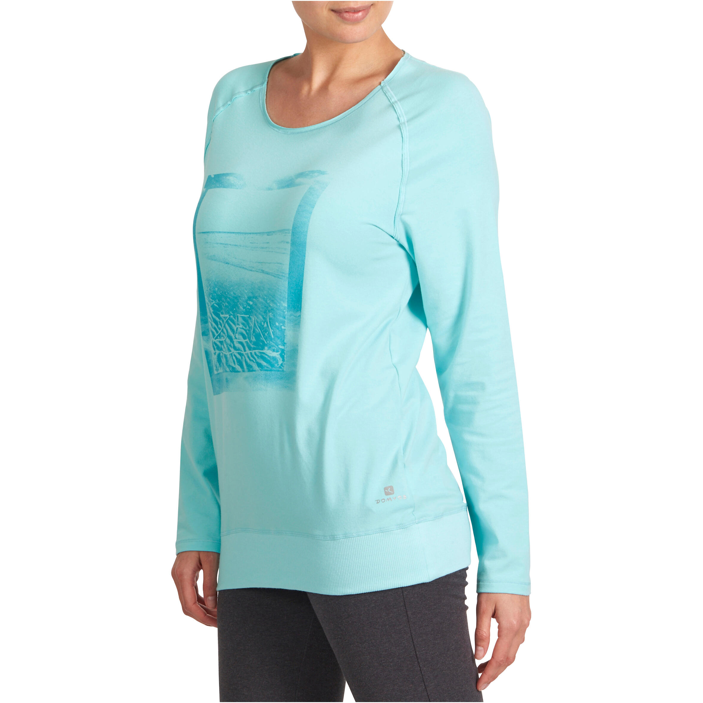 Women's Organic Cotton Long-Sleeved Yoga T-Shirt - Blue 5/13