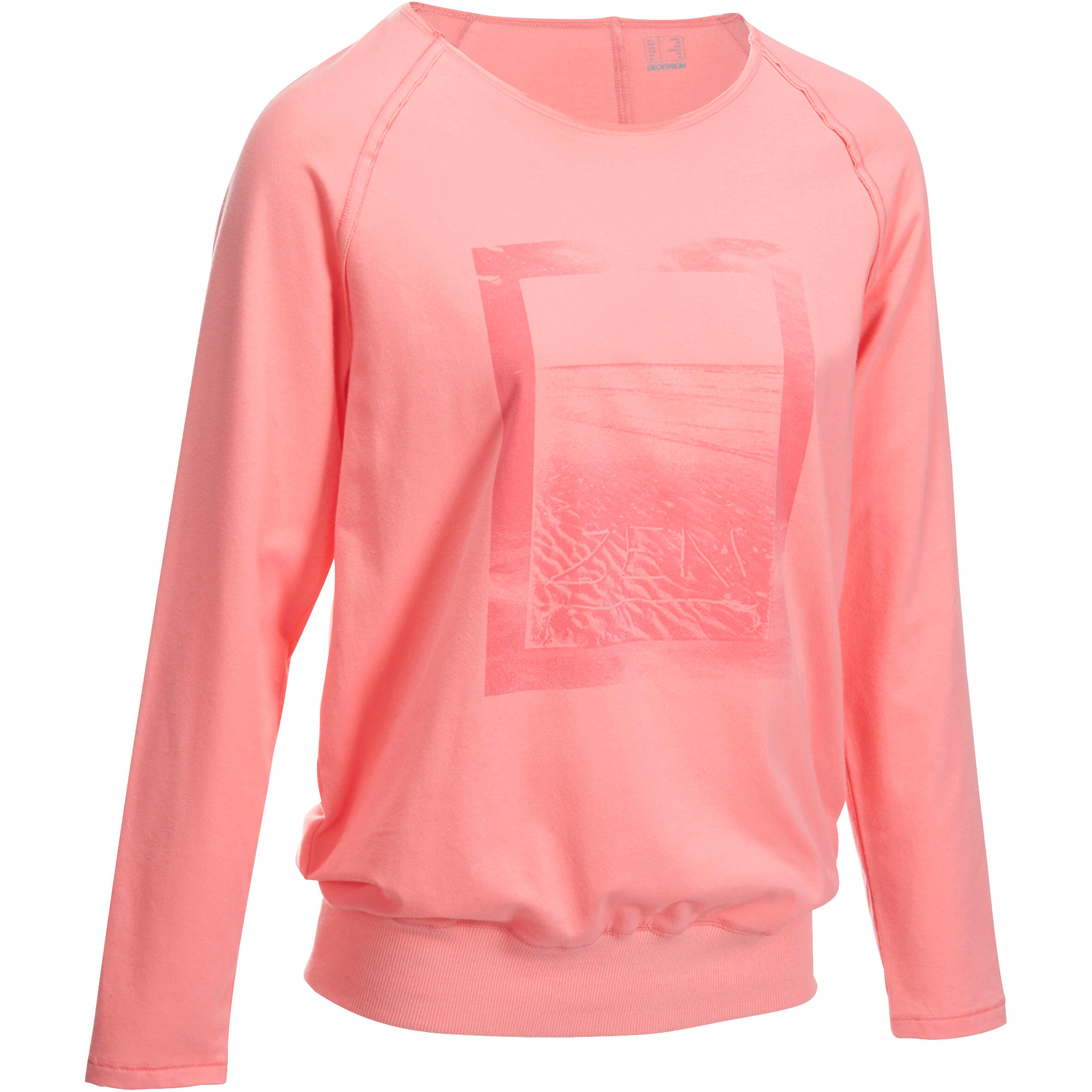 KIMJALY Women's Organic Cotton Long-Sleeved Yoga T-Shirt - Coral