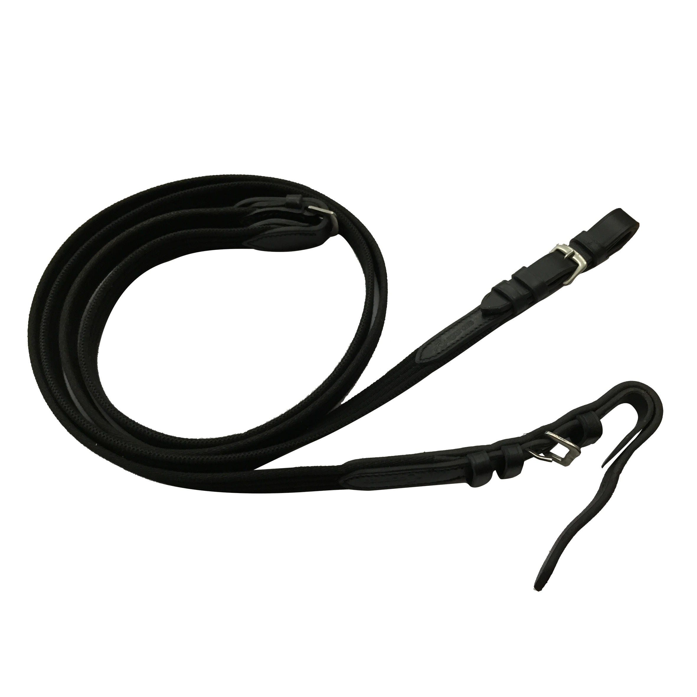 Horse & Pony Riding Leather Bridle with French Noseband & Reins - 100 Black - FOUGANZA