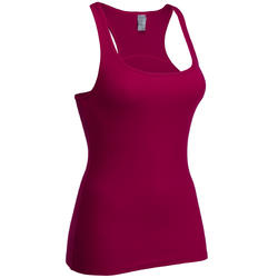 Débardeur côte 2X2 encolure dégagée, fitness femme rose