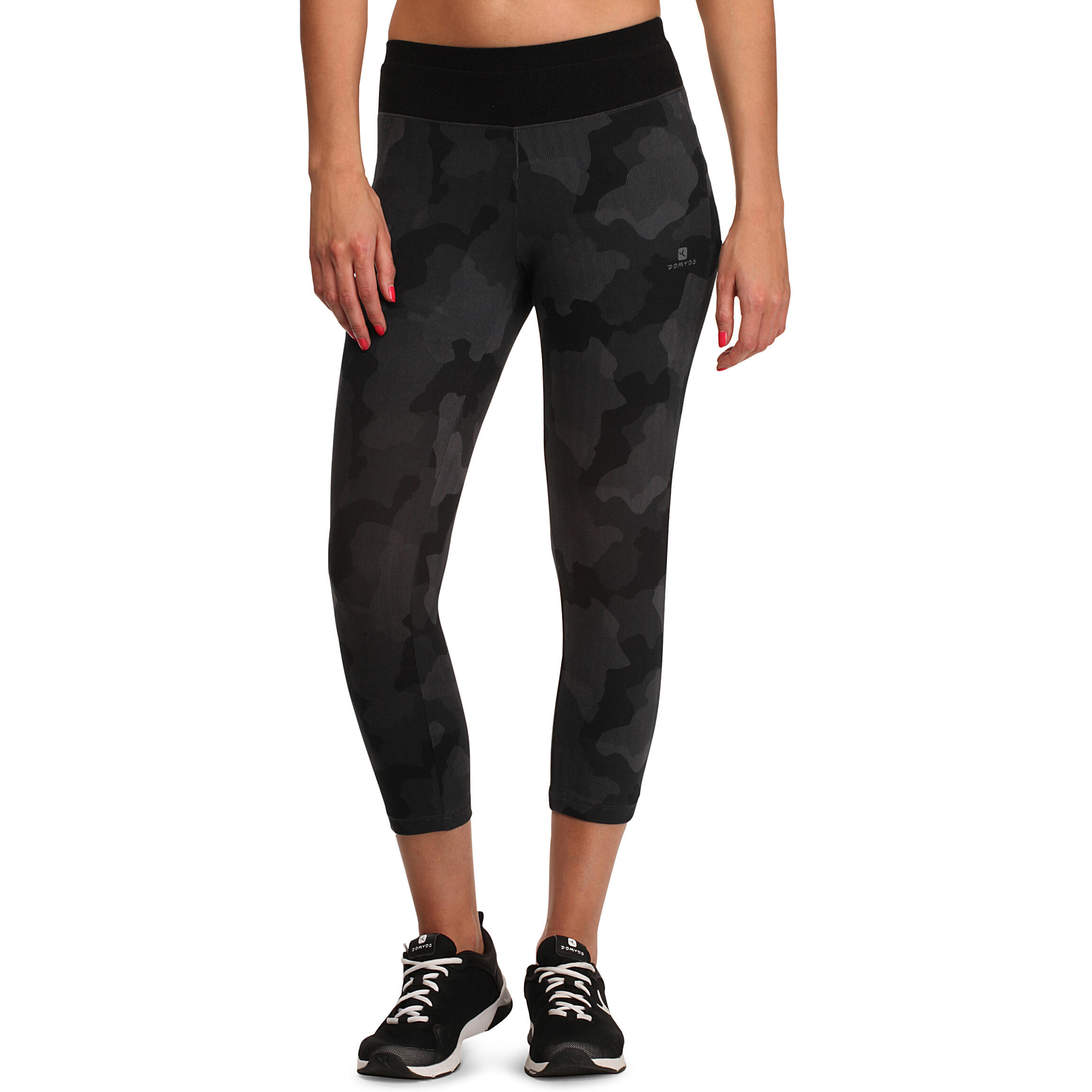Print Leggings with Contrast Waistband 