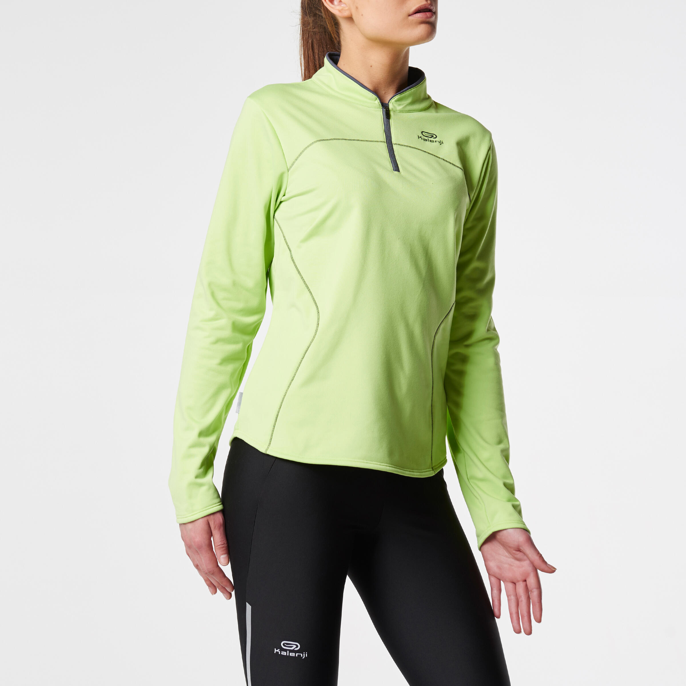 Ekiden Women's Warm Long Sleeved Running Jersey - Green 3/11