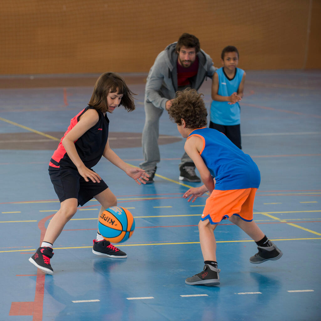 Basketbalová obuv SE100 dievčatá/chlapci začiatočníci modro-tyrkysová
