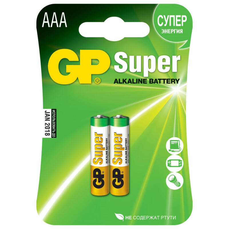 

БАТАРЕЙКИ GP SUPER АLKALINE GP 24A-2CR2 ТИПОРАЗМЕР ААА GP, X8377256
