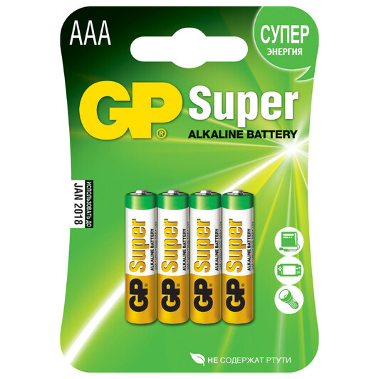 Батарейка ААА SUPER АLKALINE 24A-2CR4 GP 4 шт
