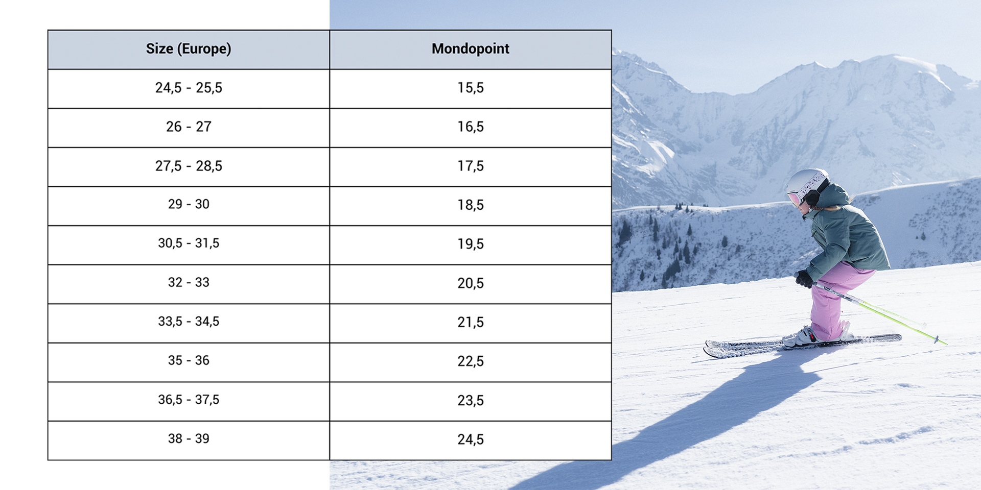 botas de ski mondopoint para crianças