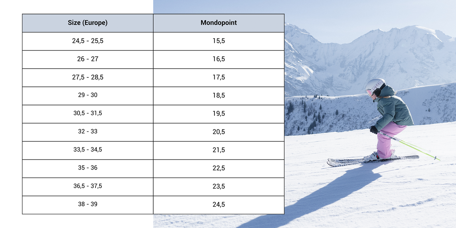 mondopoint chaussures ski enfant