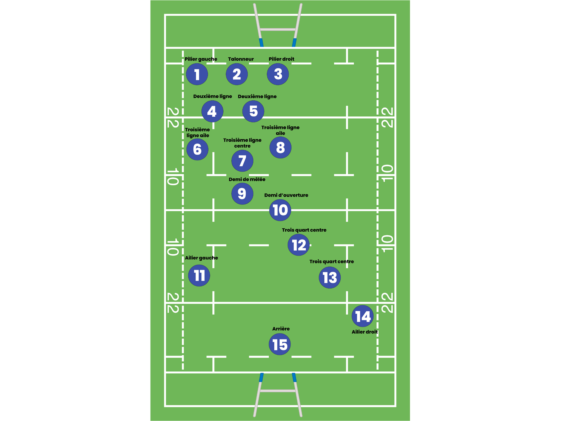 Les différents postes d’une équipe de rugby à XV
