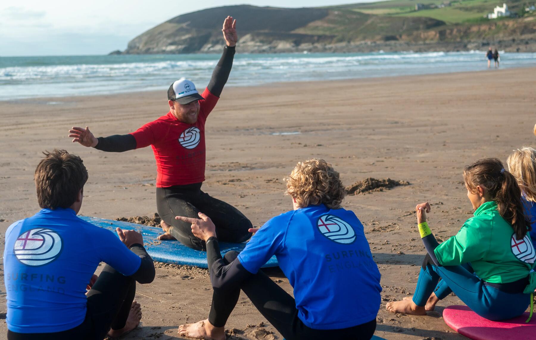 Surf teacher during lesson
