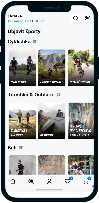 screenshot mobilnej obrazoky katalóg produktov decathlon aplikácie