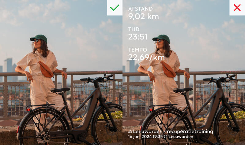 Gebruik originele foto's zonder sport app frame