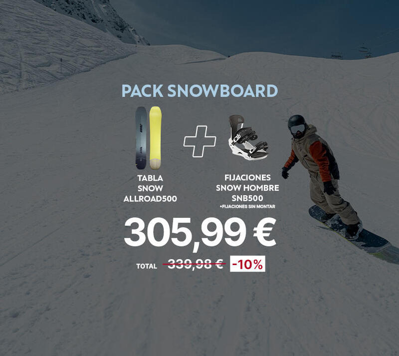 Pack Snowboard Hombre: tabla de snowboard y fijaciones