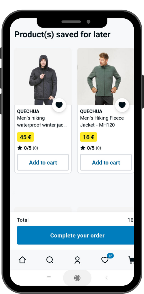 decathlon mobile app view