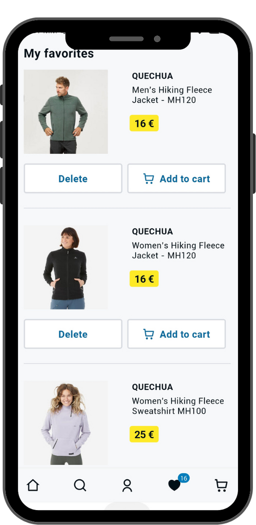 decathlon mobile app view
