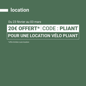 Location velo plaint code promo 20€ offerts