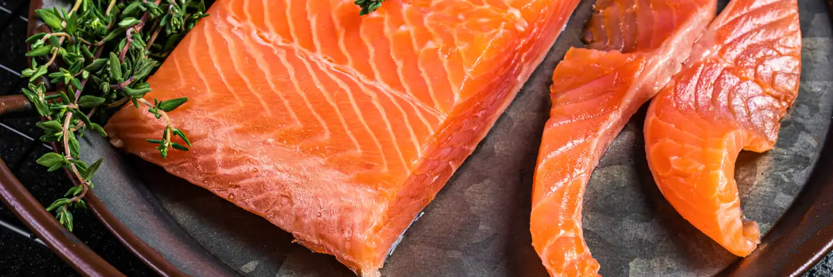 Łosoś na talerzu z kwasami omega 3 połączony z ziołami