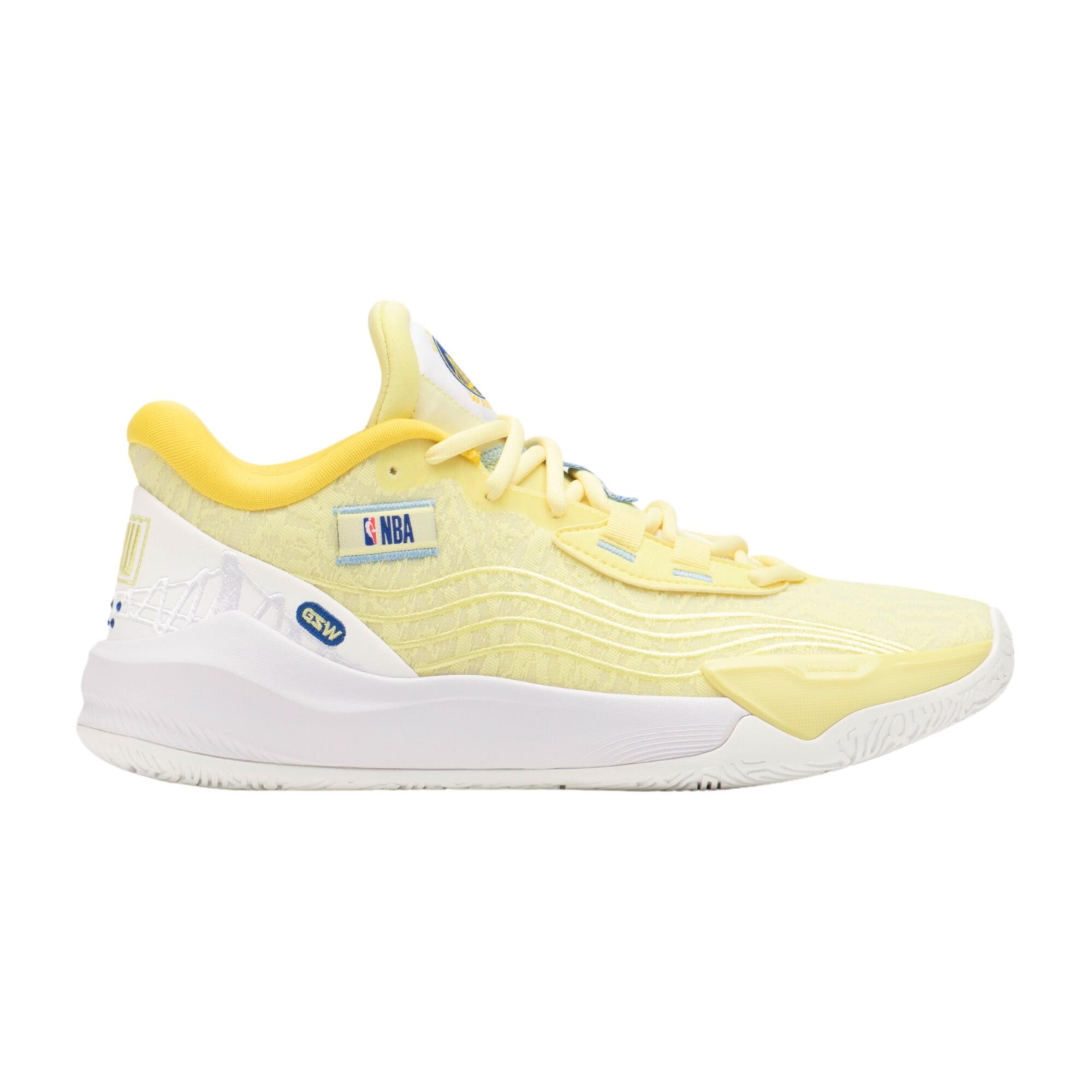 yellow and white basketball shoes