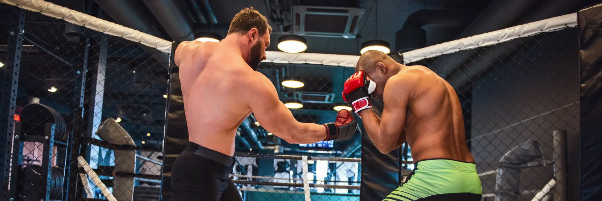 Mężczyźni walczący MMA w rękawicach MMA